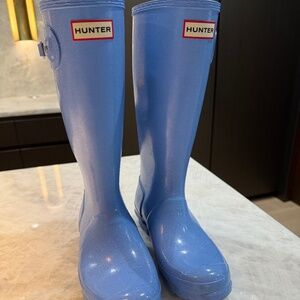 Hunter Big Kids Original Giant Glitter Rain Boots in Blue, Size 6